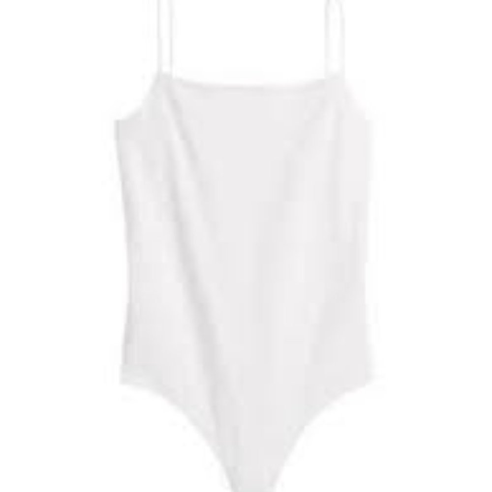 NWT - Banana Republic White Strappy Thong Bodysuit - Medium Tall